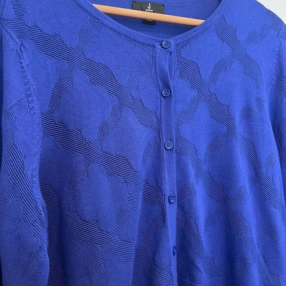 J Jason Wu Royal Blue Cropped Rayon Blend Cardigan Size L - Picture 3 of 6